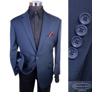 Pronto Uomo Platinum Blazer Men's 44S Blue 2 Button Suit Jacket Coat Wool